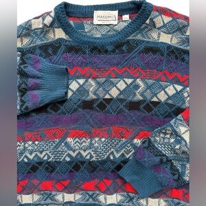 Vintage Coogi Style Men’s Wool Blend Sweater Massimo Size L/52 Italian Made Rare